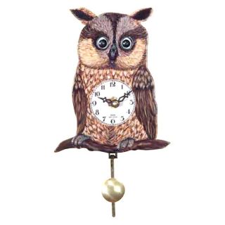 Alexander Taron Importer Black Forest Owl Eye 5.75 Inch Wide Wall Clock   204QP