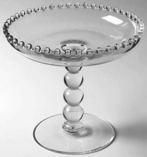 Imperial Glass Ohio Candlewick Clear (Stem #3400) 4 Bead Stem Compote   Clear, S