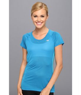 New Balance Run Short Sleeve Tee Womens T Shirt (Blue)