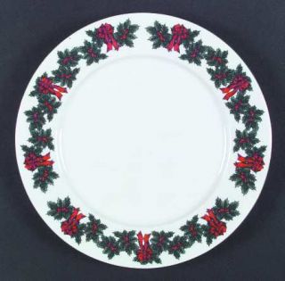 Libbey Lie1 Dinner Plate, Fine China Dinnerware   Christmas Holly/Red Ribbons&Bo