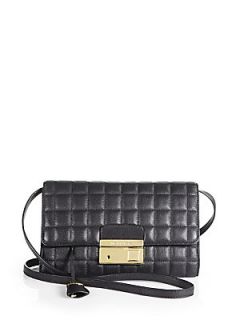 Michael Kors Quilted Leather Clutch   Black