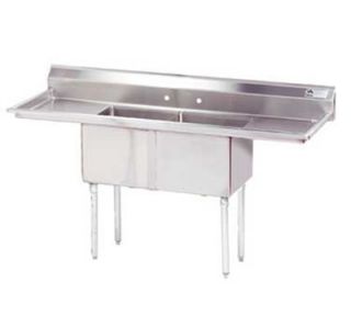 Advance Tabco Fabricated Sink   (2) 181x18x12 Bowl, 18 R L Drainboard, 18 ga 304 Stainless