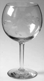 Princess House Crystal Heritage Balloon Wine   Gray Cut Floral Design,Clear