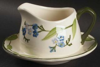 Franciscan Forget Me Not Gravy Boat with Attached Underplate, Fine China Dinnerw