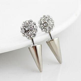 Kayshine Silver Rivet Shape Diamond Ball Stud Earrings