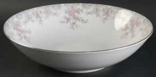 Mikasa Clayton 9 Round Vegetable Bowl, Fine China Dinnerware   Pink&Gray Floral