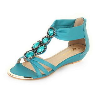 Faux Leather Womens Low Heel Comfort Sandals Shoes(More Colors)