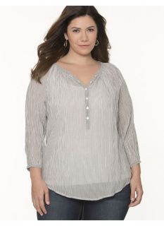 Lane Bryant Plus Size Striped peasant top     Womens Size 18/20, Rich olive