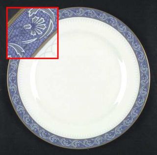 Mikasa Chaucer Dinner Plate, Fine China Dinnerware   Bone, Blue Band W/ Gray&Whi