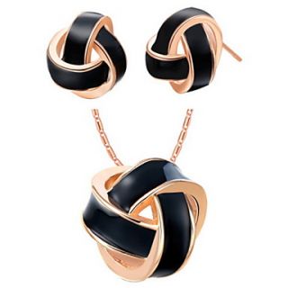 Original Silver Plated Silver Black Knot Shaped Womens Jewelry Set(Including Necklace,Earrings)(Gold,Silver)
