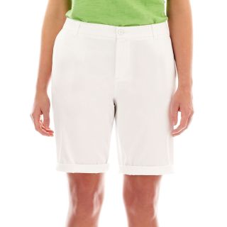 Twill Bermuda Shorts Plus, White, Womens