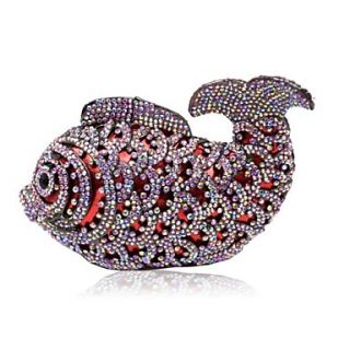 Women Luxury Fish Shape Austria Rhinestones/Crystal Evening Handbags/ Clutches