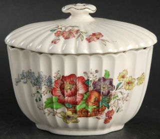Spode Constable Sugar Bowl & Lid, Fine China Dinnerware   Multicolor Floral, Bas