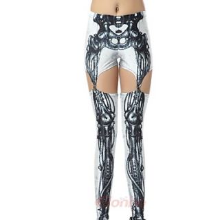 Elonbo Black Body Bone Style Digital Painting Tight Women Clip Leggings