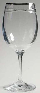 Ralph Lauren Vows Platinum Trim Wine Glass   Clear,Criss Cross Rings,Platinum Tr