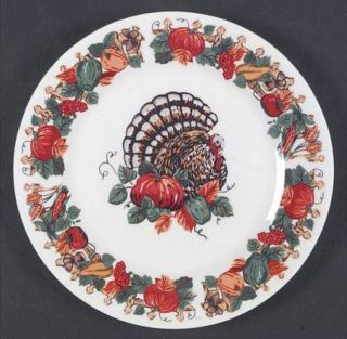 American Atelier Pilgrims Harvest Salad Plate, Fine China Dinnerware   Fruit & F