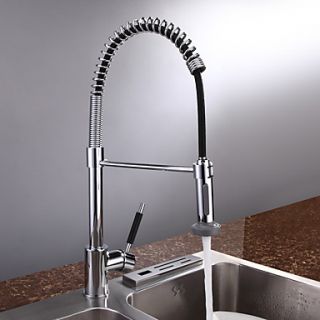 Solid Brass Spring Kitchen Faucet   Chrome Finish
