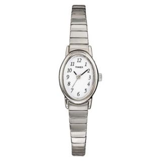 Timex Womens Oval Case with Silver Dial and Expansion Bracelet   Silver