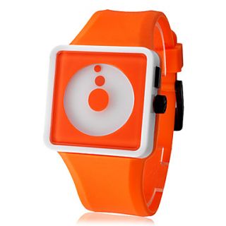 Unisex Creative Two Dot Dial Silicone Band Quartz Analog Wrist Watch (Orange)