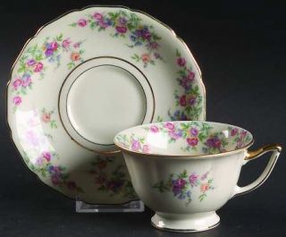 Thomas Mayfair Footed Cup & Saucer Set, Fine China Dinnerware   Multicolor Flora