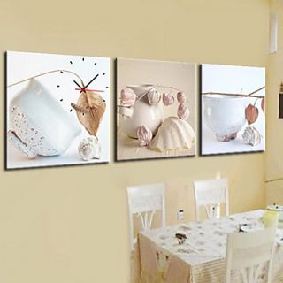 Modern Style Dinnerware Wall Clock in Canvas 3pcs