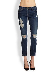 Current/Elliott The Stiletto Distressed Cropped Skinny Jeans   Beacon Destroy