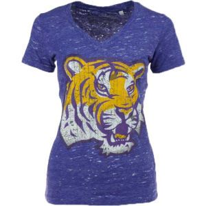 LSU Tigers NCAA Womens Antique Vneck Tri Burnout T Shirt
