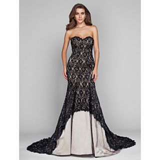 Trumpet/Mermaid Sweetheart Sweep/Brush Train Lace And Tulle Evening Dress (631245)