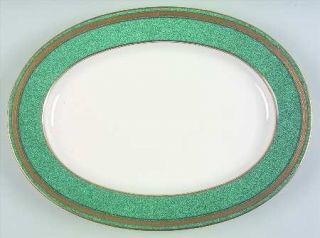 Oscar De La Renta Baronesse Teal 14 Oval Serving Platter, Fine China Dinnerware