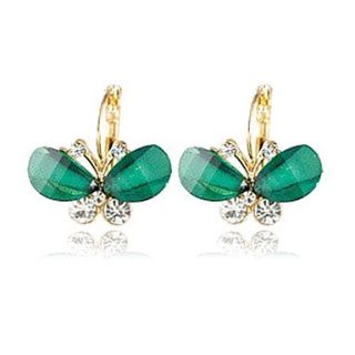 New Korean jewelry wholesale super delicate butterfly earrings crystal earrings batch(random color)