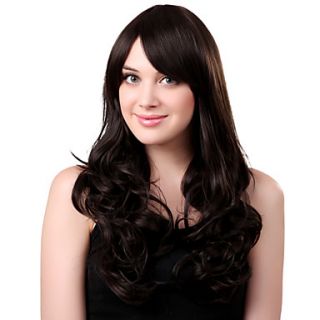 Capless Long Synthetic Black Curly Hair Wig Side Bang