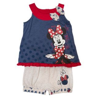 Disney Minnie Mouse Infant Toddler Girls Tank Top and Short Set   Blue 4T