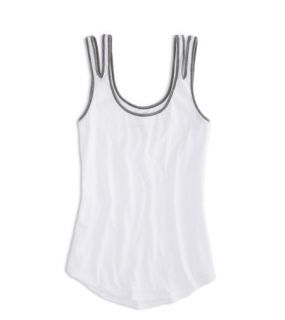 White AEO Factory Double Strap Graphic Tank, Womens M