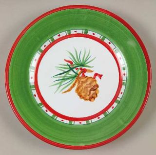 Presenttense O Tannenbaum Salad Plate, Fine China Dinnerware   Green/Red, Chris