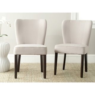 Safavieh Clifford Taupe Side Chair (set Of 2) (TaupeMaterials Birch wood and linen fabricFinish EspressoSeat dimensions 19.7 inches wide x 16.9 inches deepSeat height 19.7 inchesDimensions 34.8 inches high x 21.3 inches wide x 24 inches deepThis prod