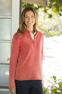 Quarter zip Surfwashed Cotton Sweater, Weathered Red, Medium