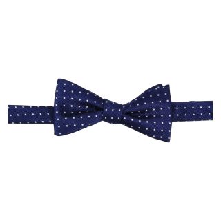 Stafford Pre Tied Dotted Silk Bow Tie, Navy, Mens