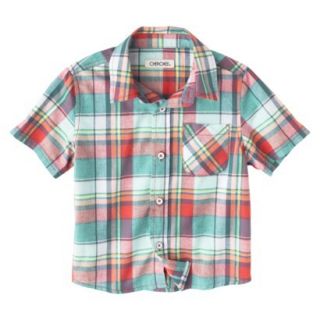 Cherokee Infant Toddler Boys Short Sleeve Plaid Buttondown   Red 3T