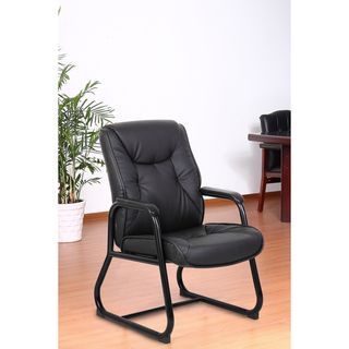 Aragon Ergonomic Guest Chair (BlackUpholstery: Leather infused with polyurethaneSteel back frameSteel sled base for greater stabilityPadded armrestsMatching Executive chair models (A118 or A119) availableDimensions: 27.5 inches wide x 24 inches deep x 38 