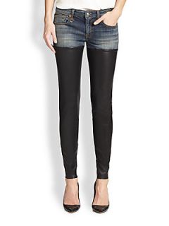 R13 Leather Paneled Skinny Jeans   Bedford