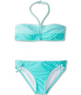 Roxy Kids Doll Face Drawstring Bandeau Set Girls Swimwear Sets (Blue)