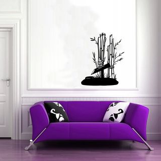 Bamboo Tree Flora Wall Vinyl Sticker Decal Mural Art (Glossy blackDimensions 25 inches wide x 35 inches long )