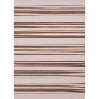 Handmade Flat weave Stripe pattern Brown Area Rug (4 X 6)