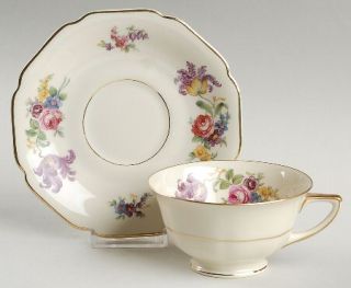 Heinrich   H&C Cora Footed Cup & Saucer Set, Fine China Dinnerware   Ivory Body,