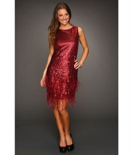Jessica Simpson Sleeveless Feather and Sequin Dress Womens Dress (Burgundy)