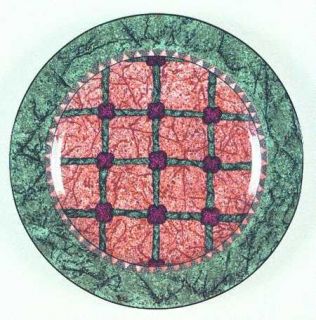 Sakura Tapestry Salad Plate, Fine China Dinnerware   Multicolor Geometric Rim, B