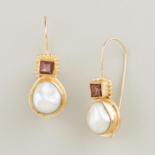 Gold Pearl and Amethyst Drop Earrings   World Market
