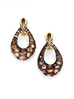 Alexis Bittar Kinshasa Crocodile Textured Lucite Link Drop Earrings   Black