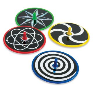 3 Laser Disc Spin Tops Assorted