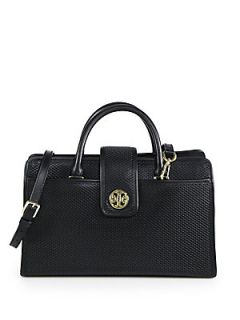 Tory Burch Perforated Leather Briefcase Style Bag   Black